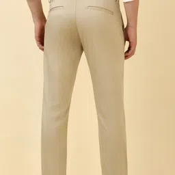 allen solly Men Slim Fit Beige Cotton Blend Trousers image 3