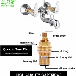 ZAP BRE305 Breeza 100% Brass 3in1 Wall Mixer | Hand Shower with 1.5 Meter & Overhead image 2