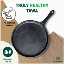 the indus valley Pre-Seasoned Small Cast Iron Tawa for Dosa/Chapathi - 10 inch Tawa 25.7 cm diameter image 2
