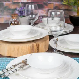 goodhomes Pack of 18 Bone China Full & Quarter Plate with Veg Bowl Set Dinner Set image 2