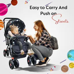 pandaoriginals Luxury Premium Quality Jumbo Stroller Pram with Mosquito Net Bouncer image 4