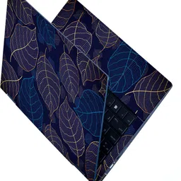 FineArts Full Body Laptop Skin Sticker For 14 to 15.6 inch Laptop - Blue Golden Leaves Self Adhesive Stretched Vinyl Laptop Skin Compatible for 15.6 inch-picture-11