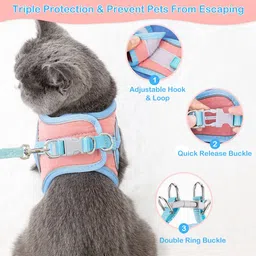 hasthip Cat Harness with Cat Leash for Walking Harness and Leash,Cat Vest Harness Cat Harness & Leash image 2