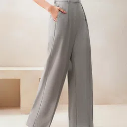 kotty Women Relaxed Grey Viscose Rayon Trousers image 2