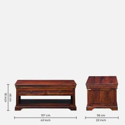 amberville from pepperfry Carleson Sheesham Wood Coffee Table In Scratch Resistant Honey Oak Finish image 2