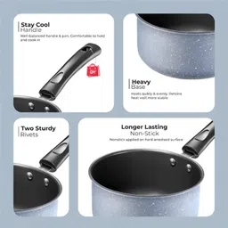 lazywindow Fry Pan 16 cm, 22 cm diameter 1.5 L, 1 L capacity image 2