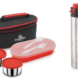 crosspan DoubleDecker Stainless Steel Lunch Box / Tiffin Box with 750 ml SS Water Bottle 3 Containers Lunch Box-picture-22