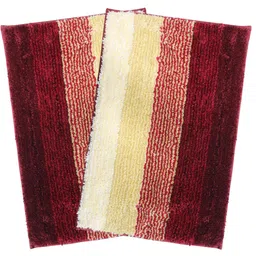 Yellow and Red Stripe Microfiber 24x16 Inches Super Soft Bath Mat By Luxe Home International image 2