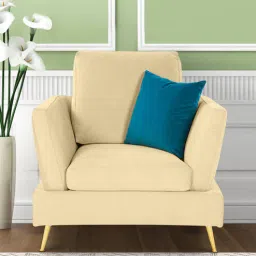 casacraft from pepperfry Trento Fabric 1 Seater Sofa in Cream Colour-picture-36