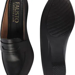 fausto Formal Back Open Platform Wedge Heel Loafer Shoes Slip On For Women image 4