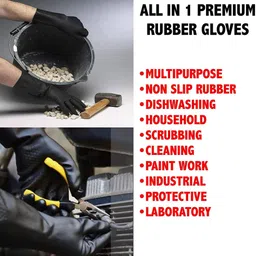 narv 4 Pair Chemical Resistant Protective Work Heavy Duty Industrial Acid,Alkali Oil Rubber Safety Gloves image 2