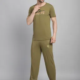 mack jonney Men Top & Pyjama Set Green Printed image 3