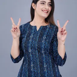 attnico Women Top & Pyjama Set Blue Printed image 4