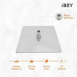 ibey 4-Inch Square Rainfall Shower | High-Pressure Steel Wall-Mounted Shower Head Fixed Mount image 3
