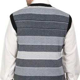 nico wesley Men Printed V Neck Black Sweater image 2