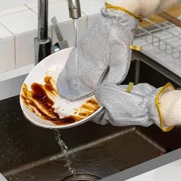 Wire Dishwashing Gloves Kitchen Cleaning Household Tool Heat Insulation Wet and Dry Glove Set-image-45