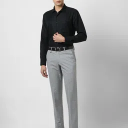 van heusen Men Slim Fit Grey Polyester Trousers image 5