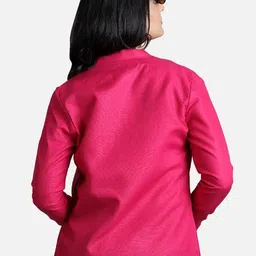fab curate with tagline curate your own fabric Fabcurate Stunning Elevated Workwear Jacket for Women Pink | Notched Neck with Full Sleeves Jacket for Ladies | Fashionable Casual Wear image 3