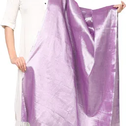 fashily Art Silk Solid Brown Women Dupatta image 1