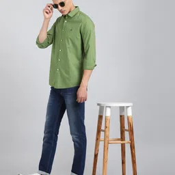 allen solly Men Slim Fit Solid Cut Away Collar Casual Shirt image 3