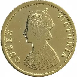 vkcoins ONE MOHUR 1862 BRITISH-INDIA RARE GOLD PLATED COIN Modern Coin Collection image 2