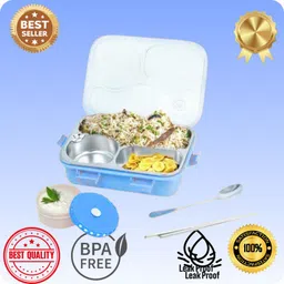 moira international 100% LEAK PROOF 3 COMPARTMENT STEEL LUNCH BOX_LA93 3 Containers Lunch Box-picture-27