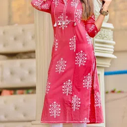 rimeline Women Printed, Self Design Pure Cotton Straight Kurta-picture-12