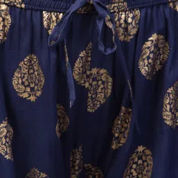 fambee Women Flared Dark Blue Viscose Rayon Trousers image 4