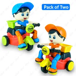 toyco Cartoon Boy Riding Tricycle Scooter Toy COMBO with Inertia & Swing Function image 1