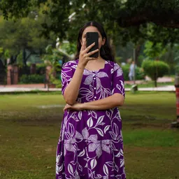 ratanfabtex Floral Print Rayon Blend Stitched Flared/A-line Gown image 5