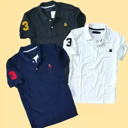 bliss bell Pack of 3 Men Solid Polo Neck Cotton Blend Multicolor T-Shirt-picture-21