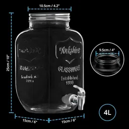 smilery Water Pitcher for Detox Water - Mason Jar 4000 ml Liquid Dispenser Bottom Loading Water Dispenser image 3