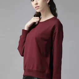 roadster Women Full Sleeve Solid Hooded Sweatshirt image 3