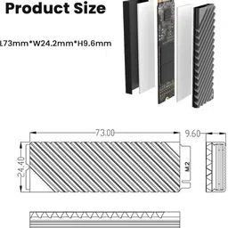 Verilux M2 SSD Heatsink Aluminum Alloy NVME 2280 Cooler with Thermal Silicone Pad 3 inch Internal Hard Drive Enclosure image 3