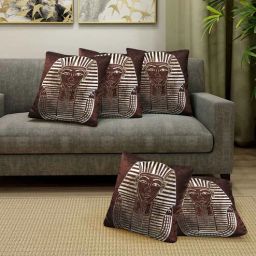 klotthe Brown Velvet Printed 16 x16 inch Set of 5 Cushion Covers-picture-8