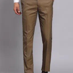 raymond Men Slim Fit Brown Polyester Trousers-picture-26