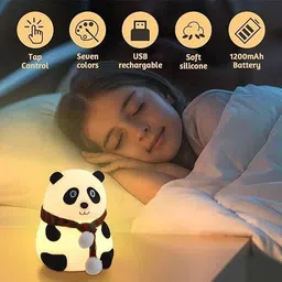 astam era Panda Night Light for Kids- Rechargeable Silicone LED Lamp, 7-Color Changing Night Lamp image 5