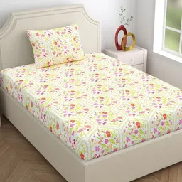 dreamscape Cotton Single Flat 140 TC Floral Bedsheet image 1