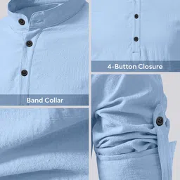 madhavista Men Solid Cotton Blend Straight Kurta image 5