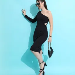 tokyo talkies Women Bodycon Black Knee Length Dress-picture-27