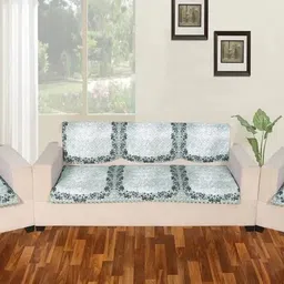 flipkart smartbuy Velvet 3+1+1 Seater Sofa Floral Cover-picture-19