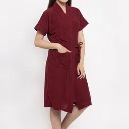 abila Maroon Free Size Bath Robe-picture-16