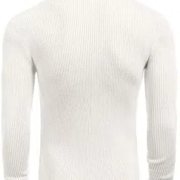 viaara Men Self Design Turtle Neck Cotton Blend White T-Shirt image 2