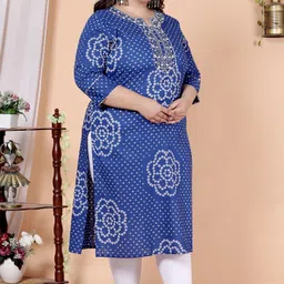 avnii Women Floral Print Pure Cotton Straight Kurta image 3