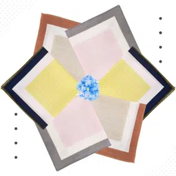 JUNO LUXE JL-1275-GP-F PREMIUM HANKIES ["Pink, Yellow, Brown"] Handkerchief image 2