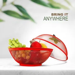 tribeazi Apple Shape Fruits & Vegetables Basket with Net Cover Steel Fruit & Vegetable Basket image 2