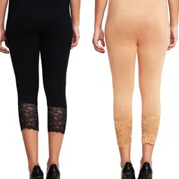 kronmenien Women Black, Dark Blue Capri image 2