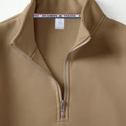 christy world Men Solid High Neck Beige Sweater image 3