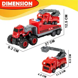 funablo 1:43 Die cast 4WD Push and Go Fire Truck, Friction Powered Vehicle Truck image 2