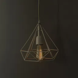 homesake White Edison Filament Hanging DIAMOND Caged, E27 Holder,Ceiling Light for LED/Filament Bulb, Decorative, Urban Retro Style, Black Color Metal Pendants Ceiling Lamp image 2